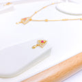 Contemporary CZ Triangles 22k Gold Necklace Set