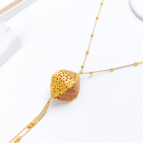 Modern Matte 22k Gold + CZ Hanging Necklace