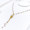 Contemporary Three-Tone Hanging 22k Gold Necklace