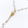 Contemporary Three-Tone Hanging 22k Gold Necklace