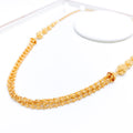 Elegant Hanging Four-Chain 22k Gold Necklace Set