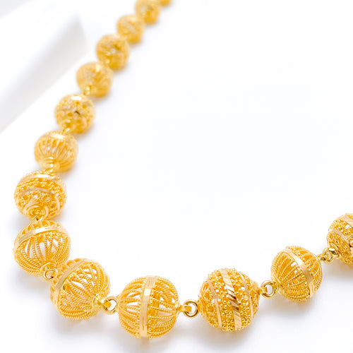 Grand Ornate Open 22k Gold Bead Necklace