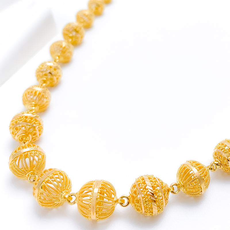 Grand Ornate Open 22k Gold Bead Necklace