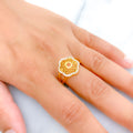22k-gold-Fancy Flower Adorned CZ Ring
