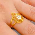 22k-gold-Sparkling CZ Cutwork Drop Ring