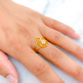 22k-gold-Sparkling CZ Cutwork Drop Ring