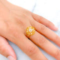 22k-gold-Symmetrical Mesh Round CZ Ring