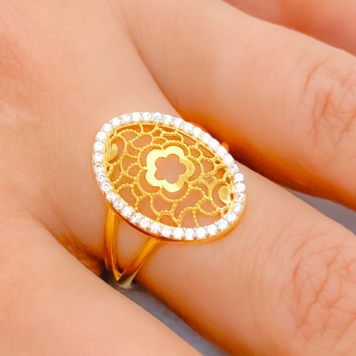 22k-gold-Opulent Oval CZ Wired Ring