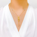 Dainty Tassel 22k Gold Necklace Set + Ring