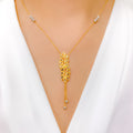 Dainty Tassel 22k Gold Necklace Set + Ring