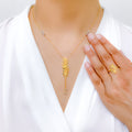 Dainty Tassel 22k Gold Necklace Set + Ring