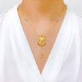 Ornate Drop 22k Gold Necklace Set + Ring