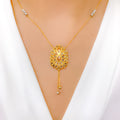 Ornate Drop 22k Gold Necklace Set + Ring