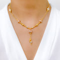 Three-Tone Dotted Orb 22k Gold Necklace Set