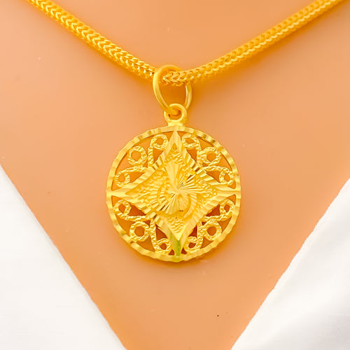 22k-gold-Reflective Filigree Allah Pendant 