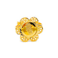 21k-gold-Ornate Flower Coin Ring 
