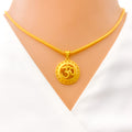 22k-gold-Reflective Round OM Pendant 