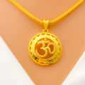 22k-gold-Ornate Gold OM Pendant 