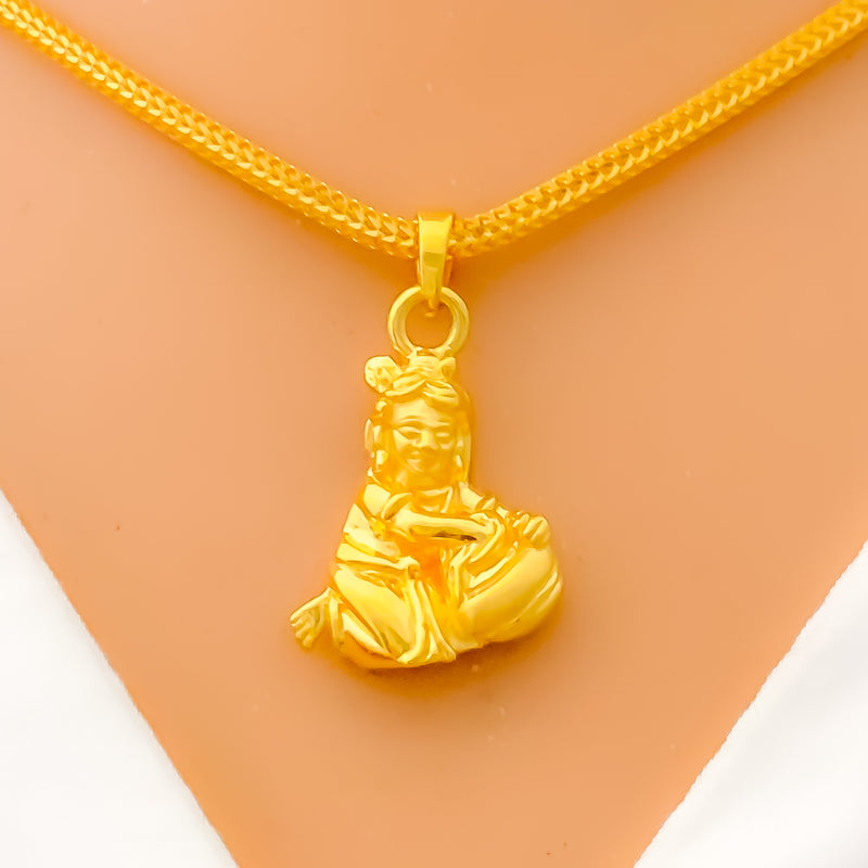 22k-gold-Charming Majestic Krishna Pendant 