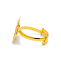 21k-gold-Stately Striped Honeycomb Ring 