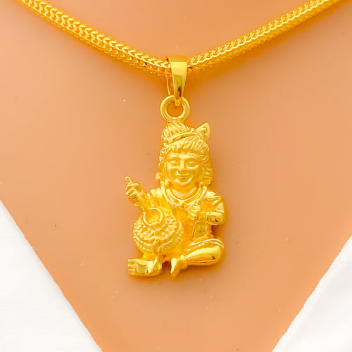 22k-gold-Graceful Majestic Krishna Pendant 