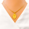 22k-gold-Engraved Krishna Leaf Pendant 