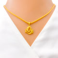 22k-gold-Shiny Abstract Ganesh OM Pendant 