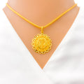 22k-gold-Fancy Flower Accented Khanda Pendant 