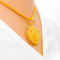 22k-gold-Fancy Flower Accented Khanda Pendant 