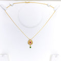 Attractive Flower Drop CZ 22k Gold Necklace