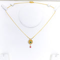 Elegant Layered CZ Drop 22k Gold Necklace