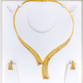 Contemporary Netted 22k Gold CZ Necklace Set