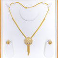 Floral Filigree 22k Gold CZ Necklace Set