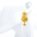 Fancy Asymmetrical Mesh 22k Gold Drop Earrings