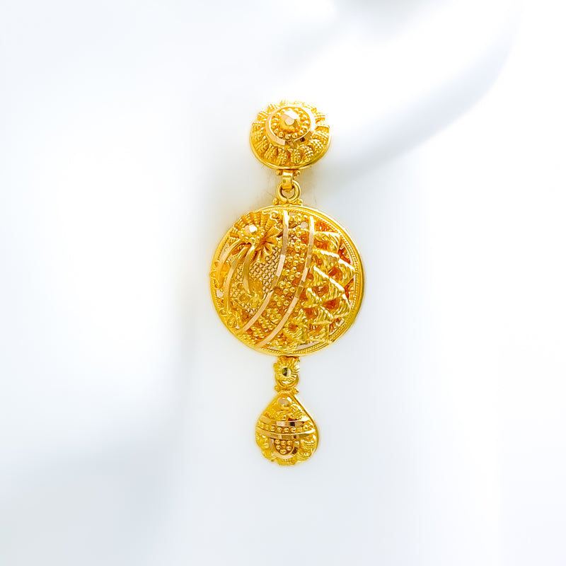 Distinct Decorative Dome 22k Gold Earrings