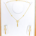 Charming Beaded Heart 22k Gold Necklace Set