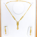 Shimmering Mesh Halo 22k Gold Necklace Set