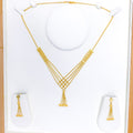 Posh Checkered Chain 22k Gold Necklace Set