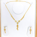 Radiant Striped Flower 22k Gold Necklace Set