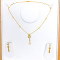 Graceful Hanging Flower 22k Gold Necklace Set