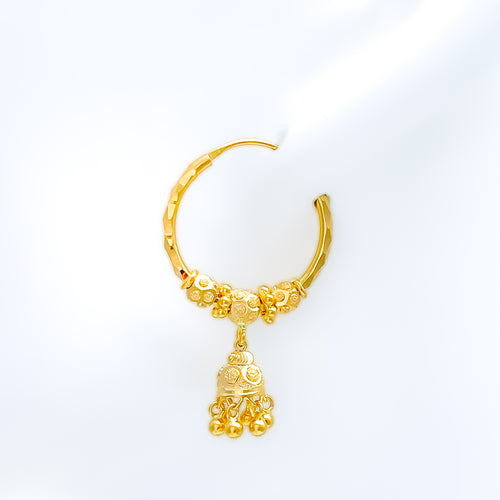 Dainty High Finish Hanging 22k Gold Earrings