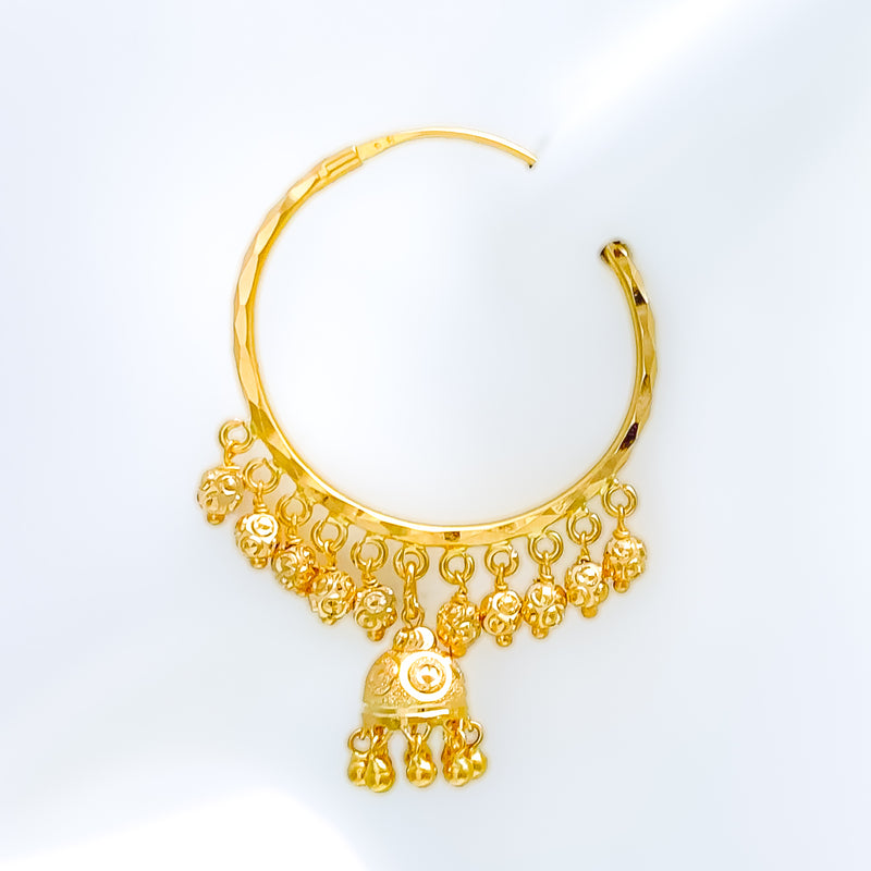 Extravagant Beaded Tassel 22k Gold Jhumki