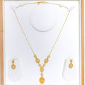 Fashionable Marquise Shaped 22k Gold Necklace Set