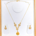 Palatial Round Floral 22k Gold Necklace Set