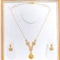 Upscale Blooming Flower 22k Gold Necklace Set