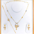 Elevated Two-Tone Heart Necklace 22k Gold Set w/ Bracelet