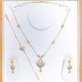 Accented Satin Finish 22k Gold Necklace Set w/ bracelet