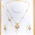 Triple Faceted Flower 22k Gold Necklace Set w/Bracelet