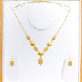 Posh Checkered Marquise 22k Gold Necklace Set