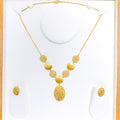 Alternating Sand Finish 22k Gold Necklace Set